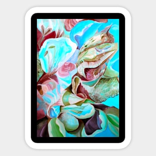 Aqua Tropical Abstract Contemporary Botanical Artwork Sticker